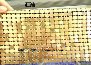 4mm رنگ طلایی آلومینیوم Sequin Mesh فلزی برای دکوراسیون هتل