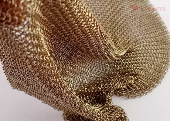 رنگ طلایی نوع فولاد ضد زنگ حلقه شبکه پرده 0.53mm x 3.81mm برای دکوراسیون هتل