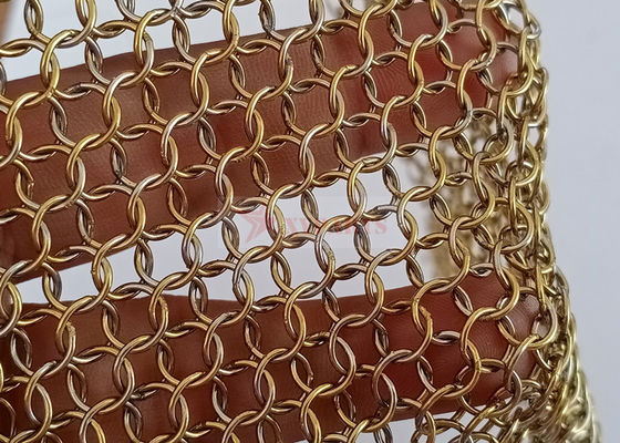 رنگ مس 0.8x7mm فولاد ضد زنگ 316 فلزی حلقه شبکه پرده برای تزئینات داخلی