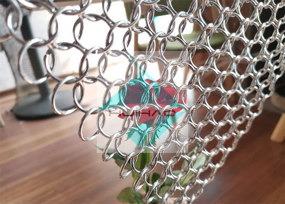 پارچه زنجیره ای دکوراسیون پس زمینه پارچه ای حلقه ای از جنس استنلس استیل برای پرده پارتیشن اتاق